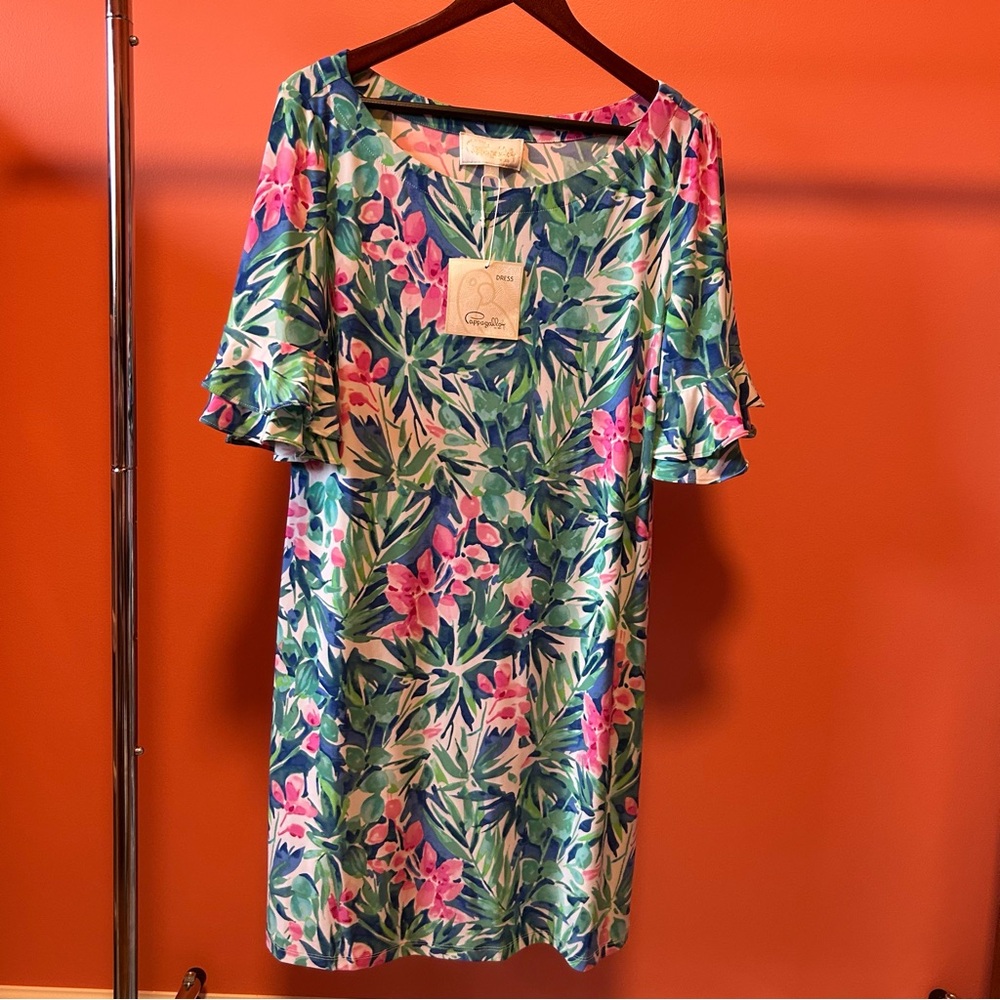 Pappagallo Erica marine blue floral dress NWT $99 size large